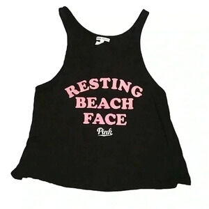 VICTORIAS SECRET PINK RESTING BEACH FACE TANK TOP 🌴
